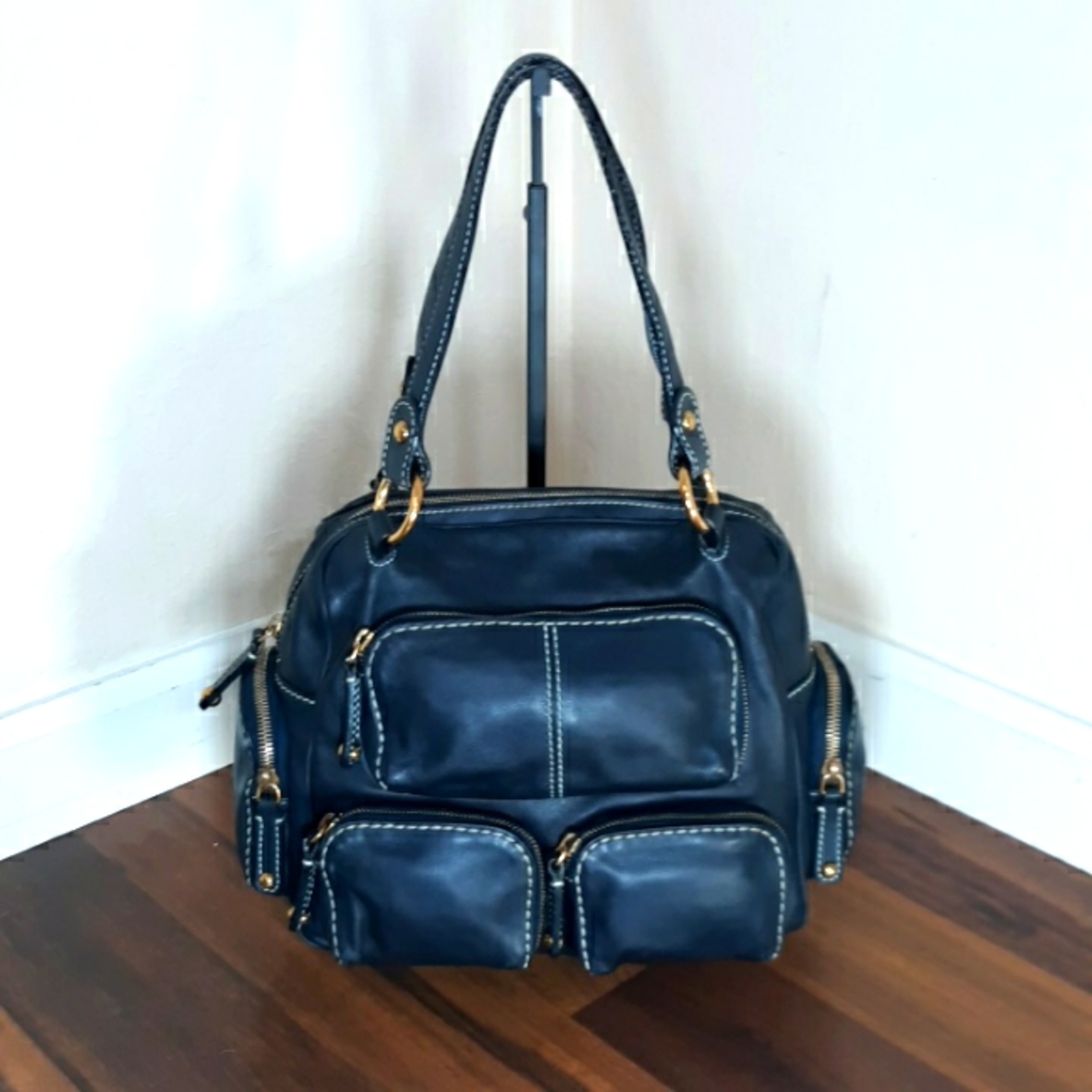 TOD'S Shoulder Leather Zip Pocket Handbag - Picture 2 of 16
